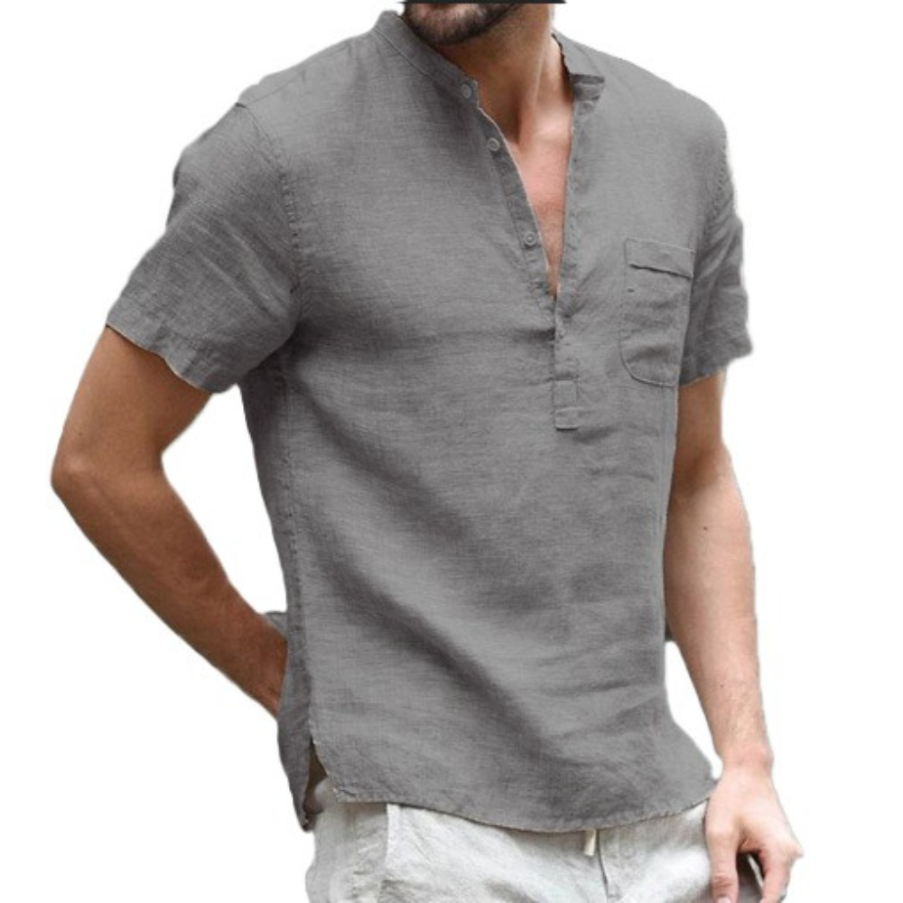Alton - Chemise manches courtes en lin pour hommes