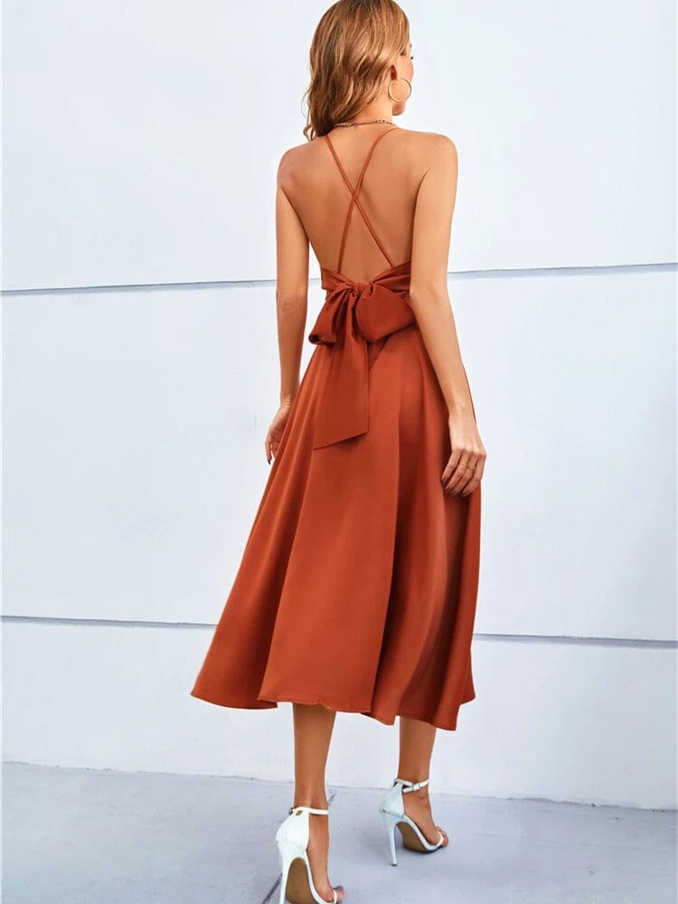 Melzen - Élégante robe midi à bretelles pour femmes