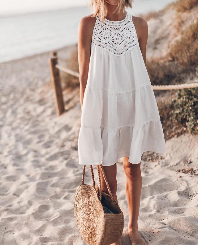 Elle - Robe d'été avec détail en crochet pour femmes