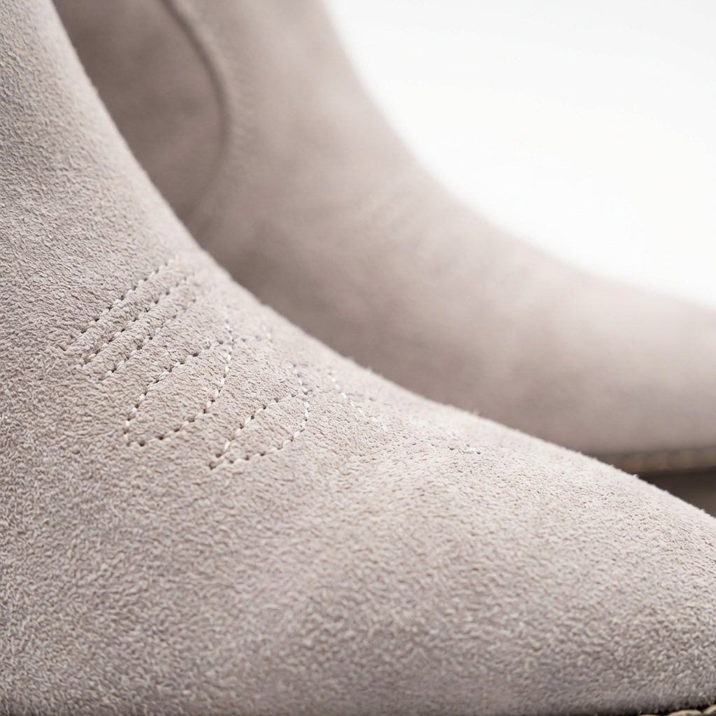 Bottes Mi-Hautes Effet Suédine - Beige - Synthétique - Femme