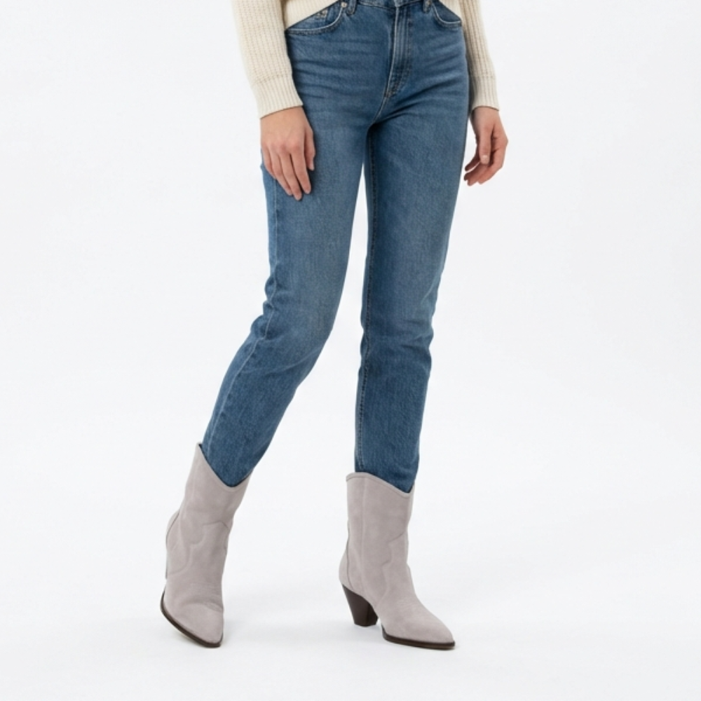 Bottes Mi-Hautes Effet Suédine - Beige - Synthétique - Femme