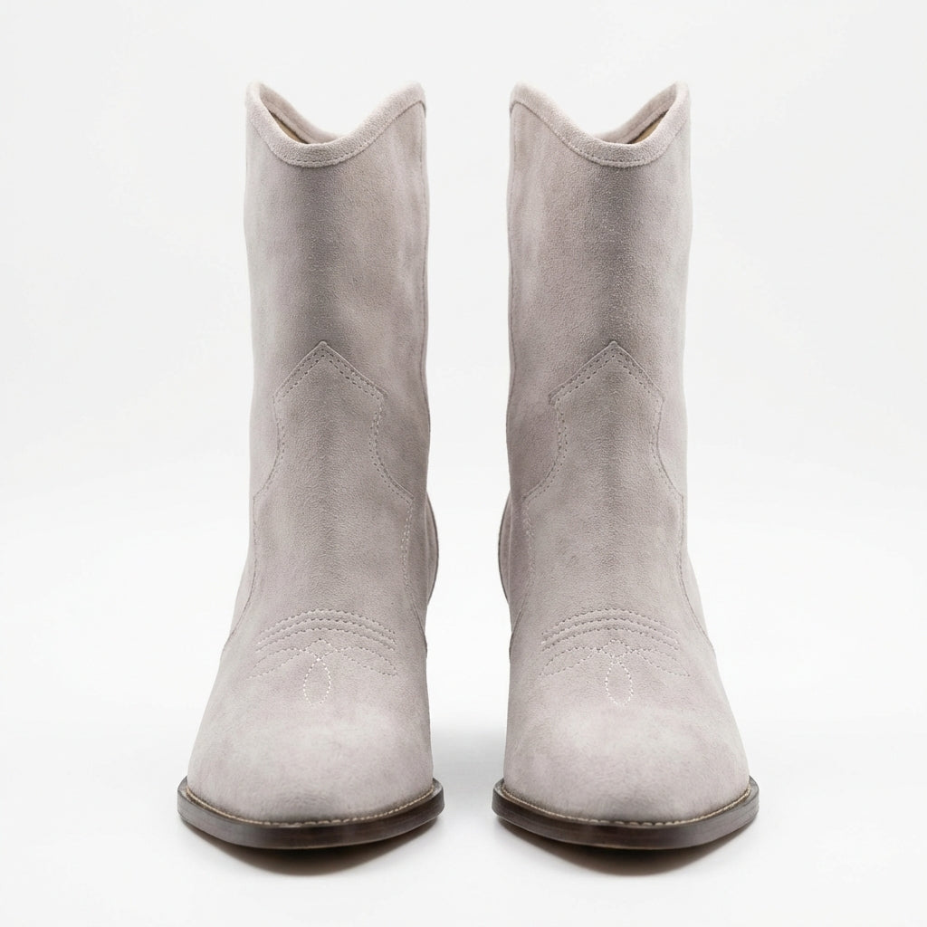 Bottes Mi-Hautes Effet Suédine - Beige - Synthétique - Femme
