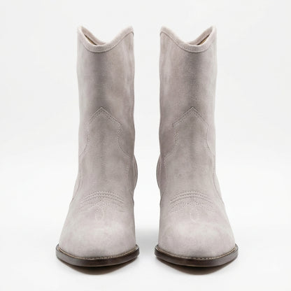 Bottes Mi-Hautes Effet Suédine - Beige - Synthétique - Femme