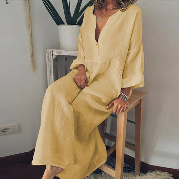 Klara - Elégante robe chemisier en lin pour femme