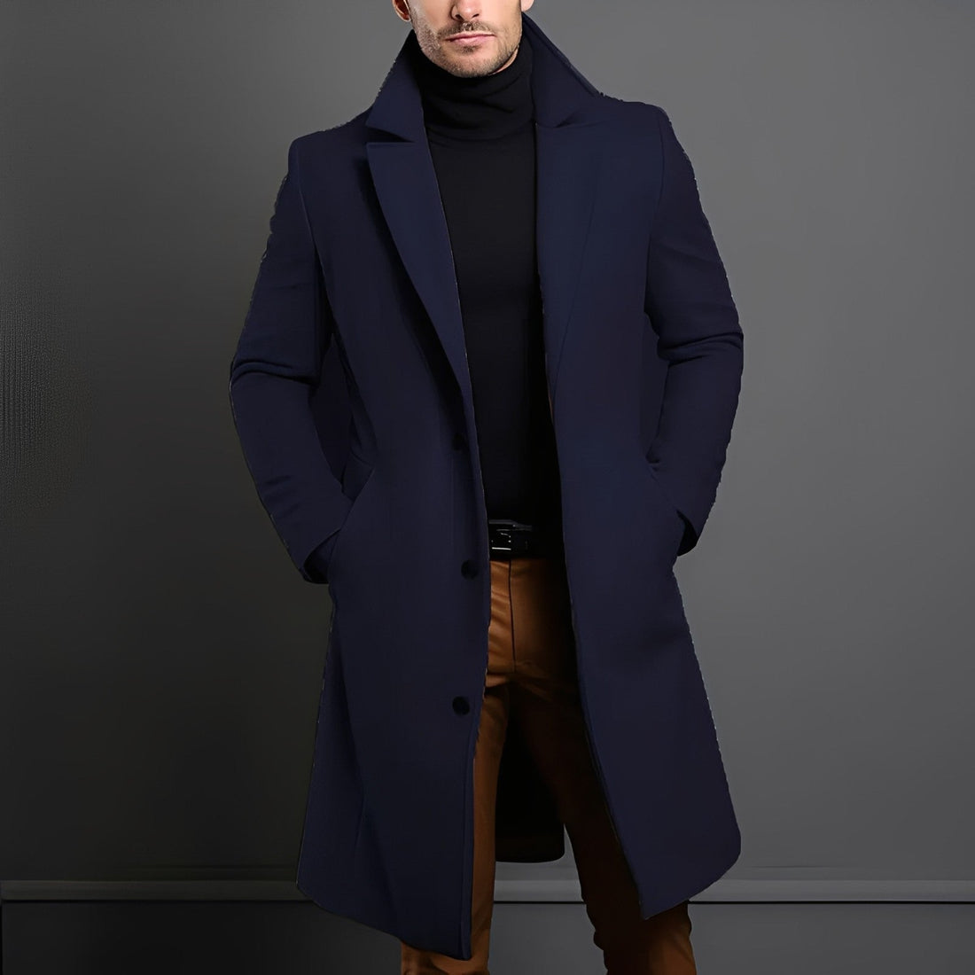 Kristopher - Classique long manteau en laine pour hommes