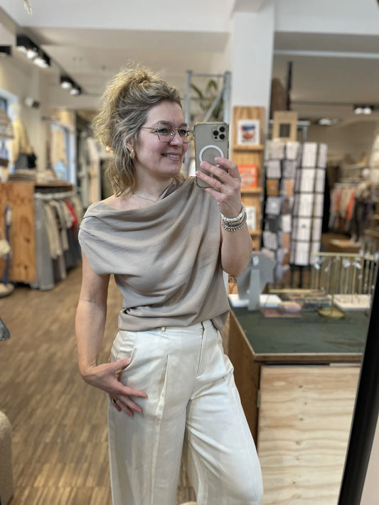 Top à épaules dénudées Gris