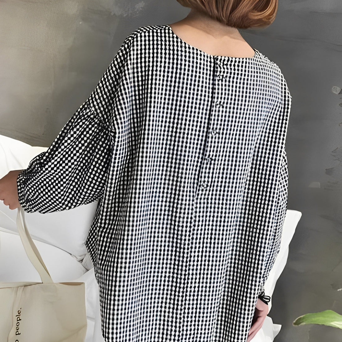 Tahlia - Chemise à carreaux décontractée avec design asymétrique pour femmes