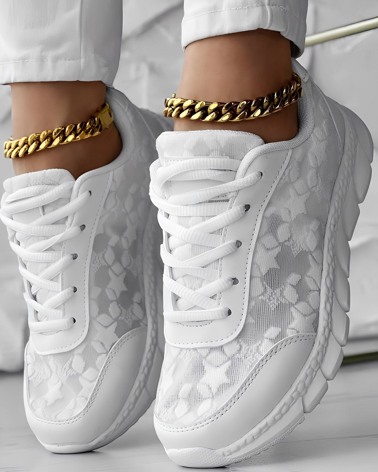 Elisabeth - Décontracté, respirant sneakers avec motif fleuri pour femmes