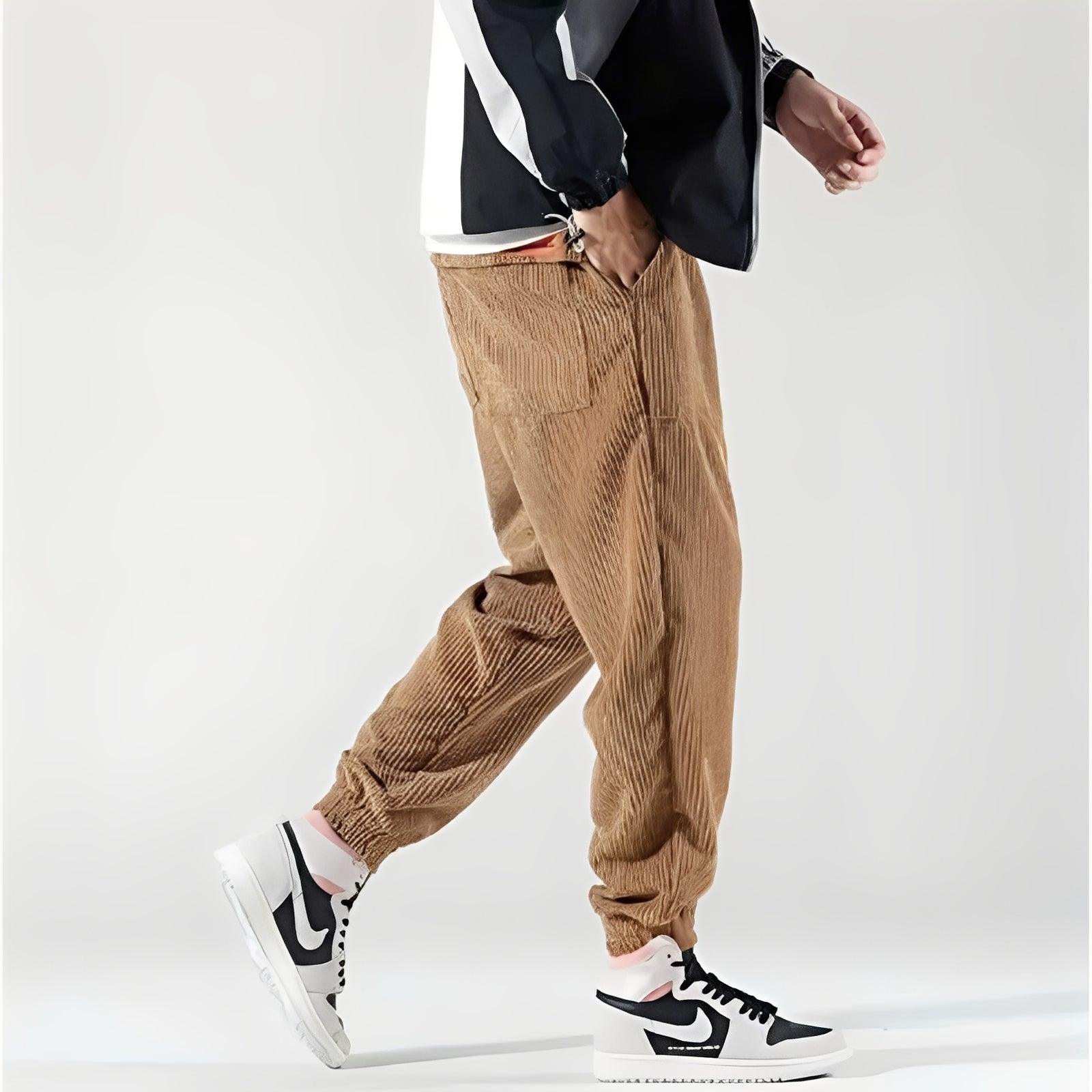 Kodey - Pantalon en velours côtelé large pour hommes