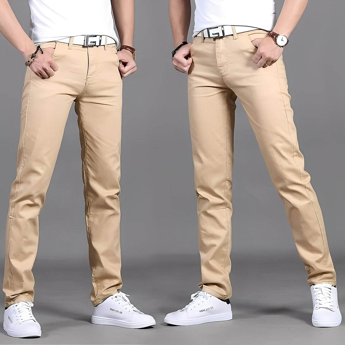 Russell - Pantalon chino décontracté, coupe ajustée pour hommes
