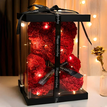 Teddie - Ours en roses romantique avec boîte cadeau LED pour la Saint-Valentin