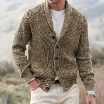 Jerold - Cardigan vintage avec large revers pour hommes