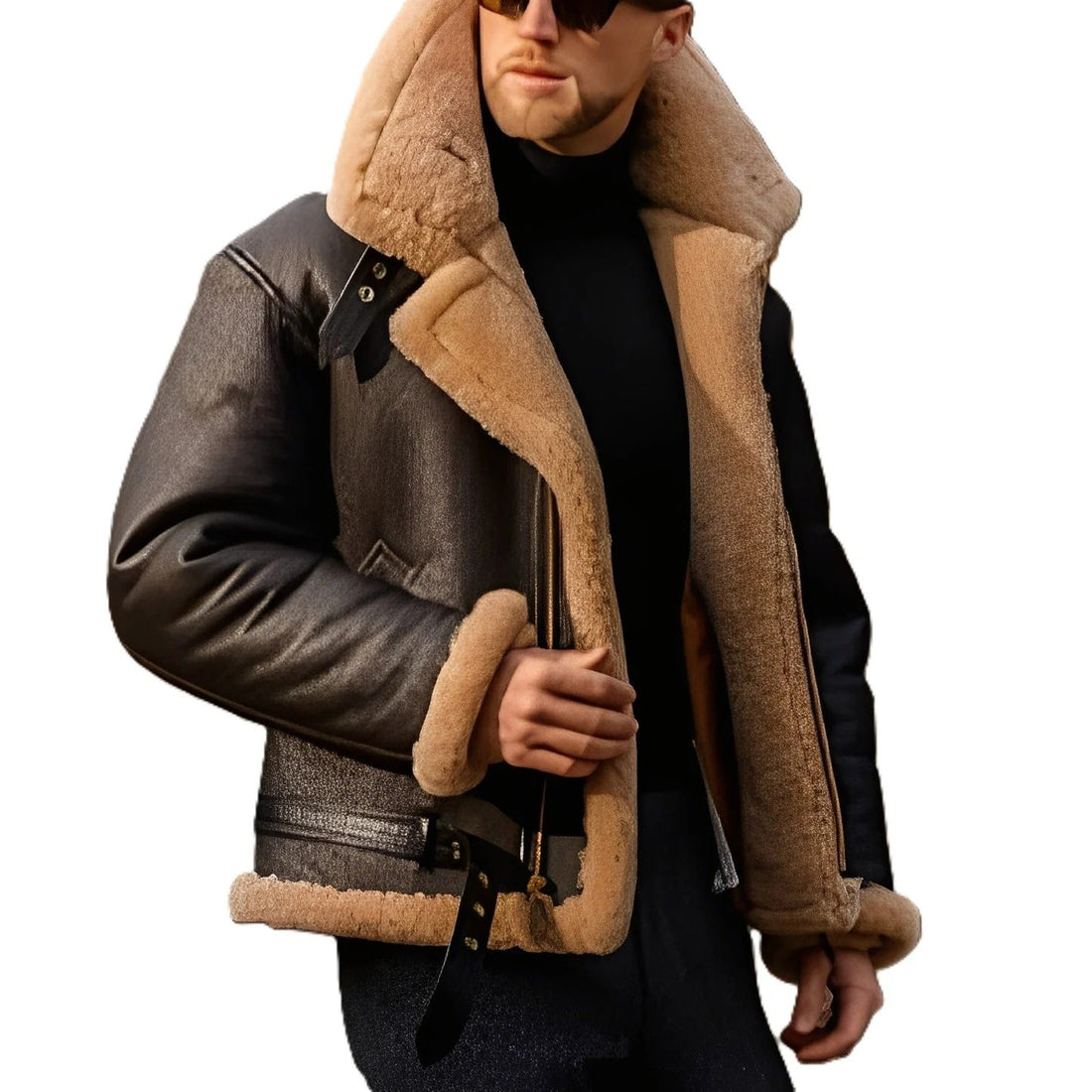 Brendon - Robuste et épaisse veste en cuir pour hommes
