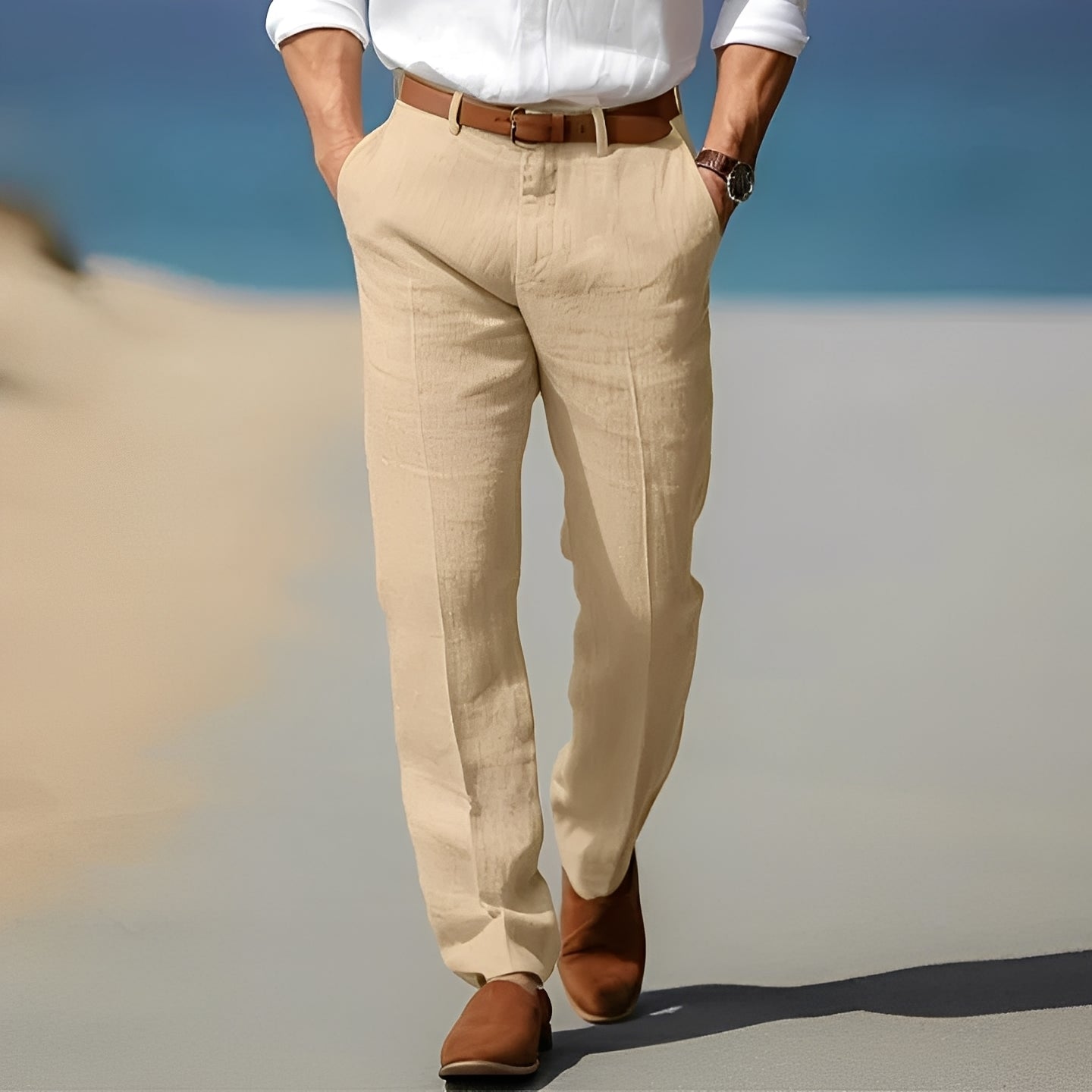 Trent - Pantalon en lin élégant et décontracté pour hommes