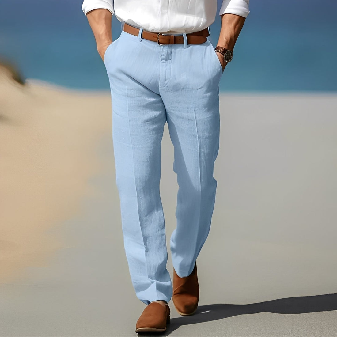 Trent - Pantalon en lin élégant et décontracté pour hommes