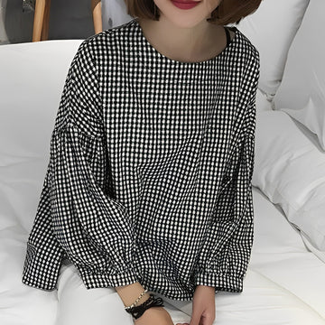 Tahlia - Chemise à carreaux décontractée avec design asymétrique pour femmes