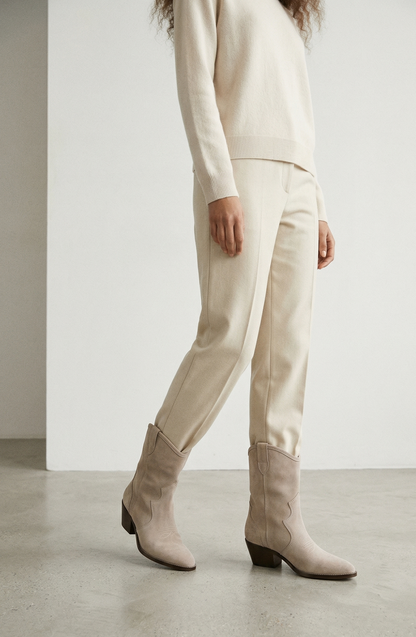 Bottes Mi-Hautes Effet Suédine - Beige - Synthétique - Femme