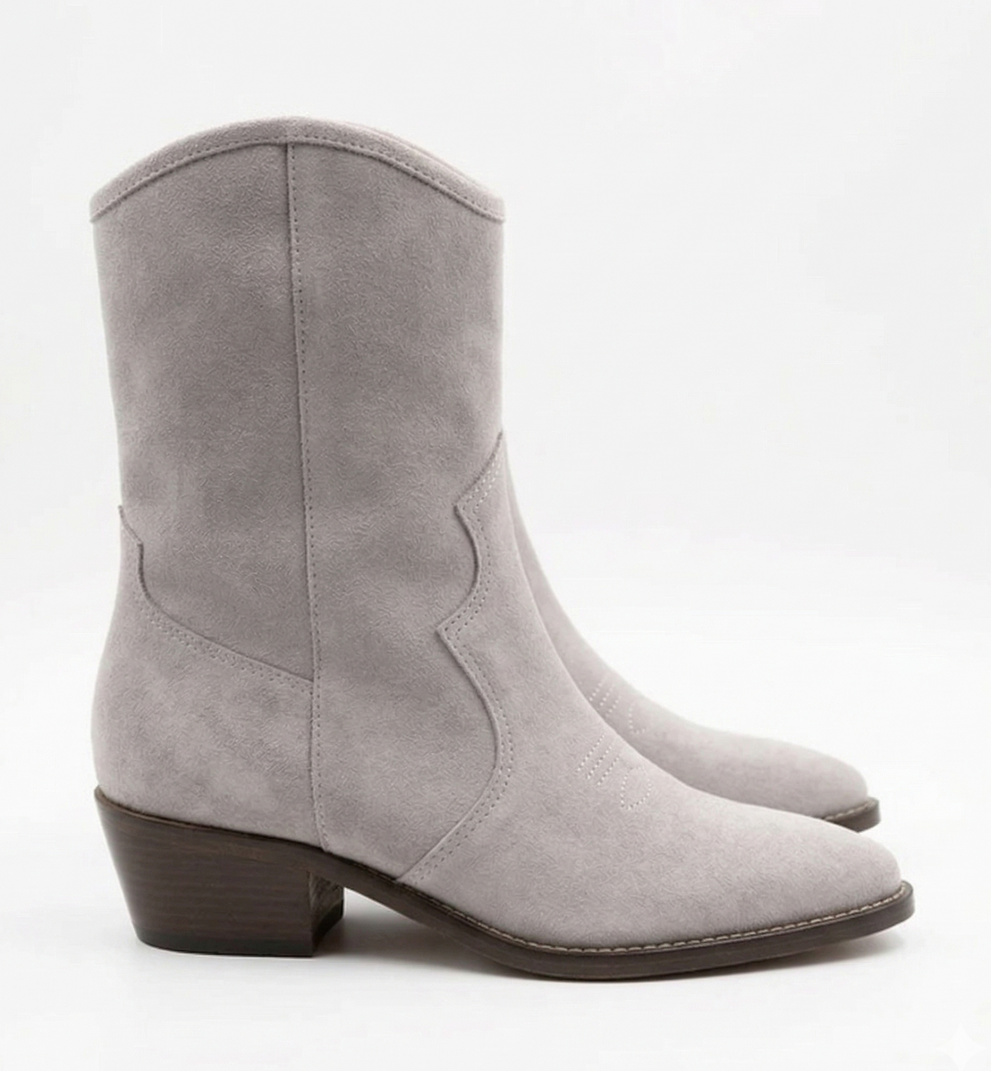 Bottes Mi-Hautes Effet Suédine - Beige - Synthétique - Femme