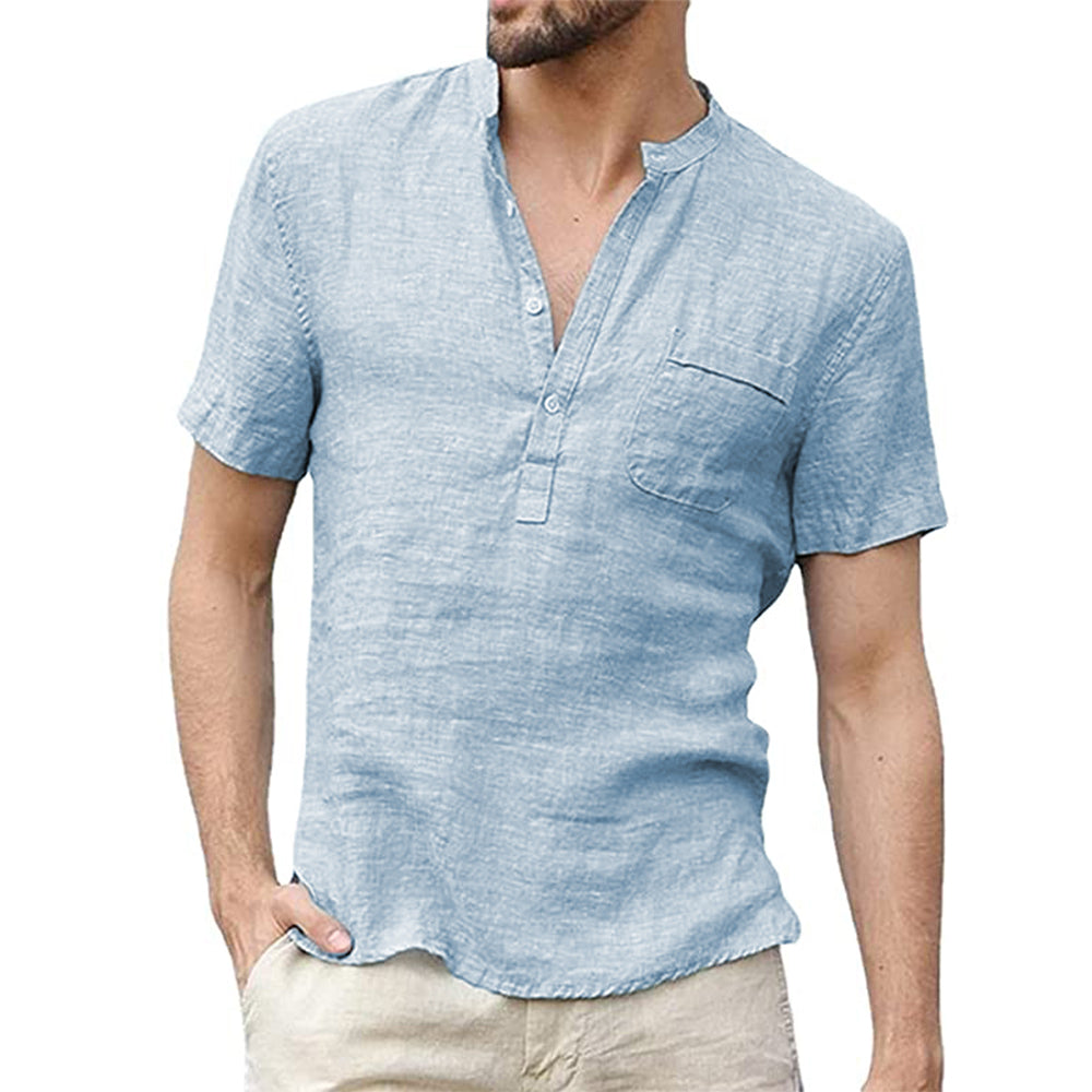 Korbin - Chemise en lin légère à manches courtes pour hommes